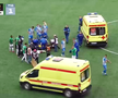 Cea mai brutală ciocnire între fotbaliști într-un meci din Rusia! Două ambulanțe au intrat pe teren, iar jucătorii au fost transportați de urgență la spital
