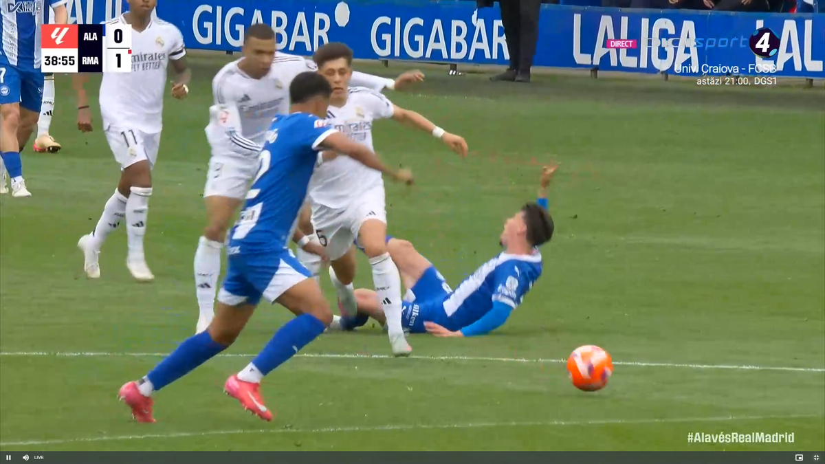 Mbappe s-a dus să-i rupă piciorul! Alaves - Real Madrid 0-1, duel marcat de două intrări sălbatice