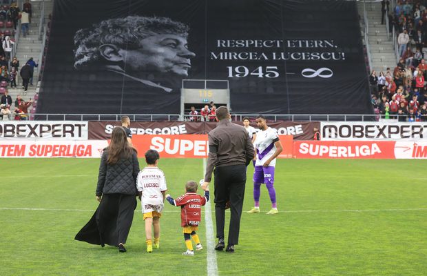 Momente emoționante la Rapid - FC Argeș: strănepoții lui Mircea Lucescu au dat lovitura de începere
