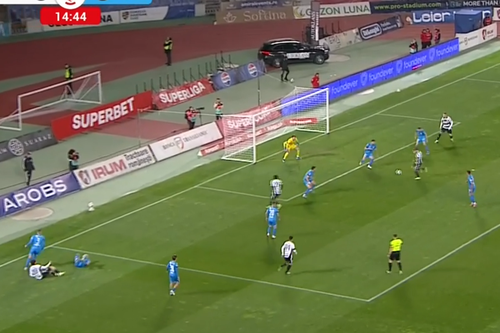 Jug Stanojev a deschis scorul în meciul cu Universitatea Craiova / foto: captură Prima Sport