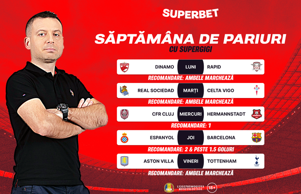 Supersăptămâna de pariuri e aici! Vezi recomandările lui SuperGigi din SuperSocial