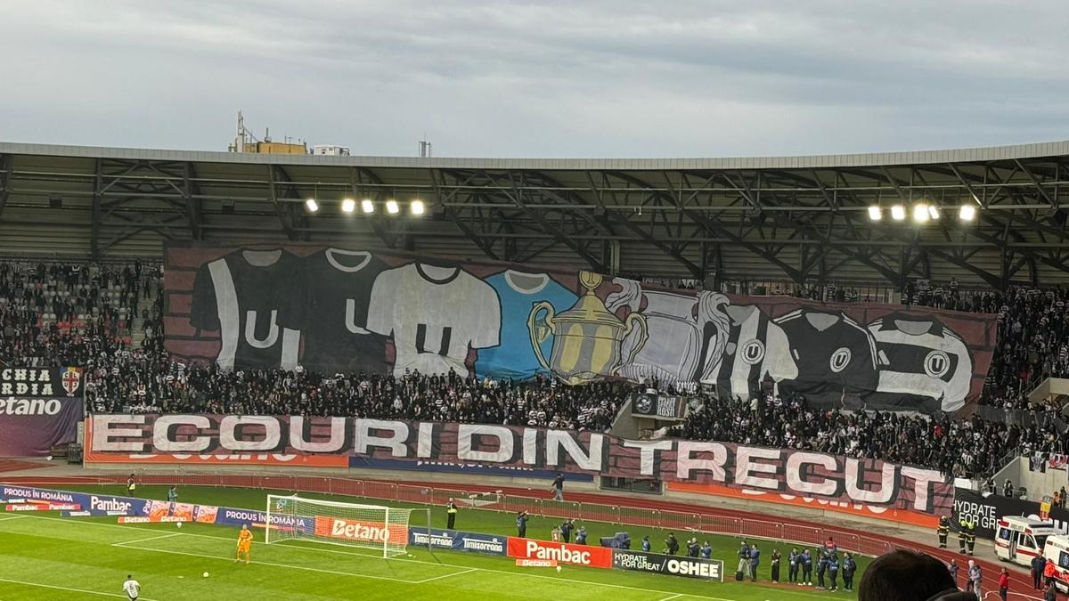 Scenografii din istorie la finala Cupei României Betano » „Ecouri din trecut” la Cluj, „tunarul din Bănie” înălțat în peluza Craiovei