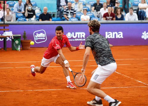 Novak Djokovic și Dominic Thiem în acțiune la Belgrad Foto Guliver/GettyImages