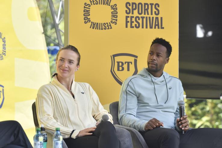 Gael Monfils și Elina Svitolina pe scena de la Sports Talks/Foto: Cristi Preda (GSP.ro)
