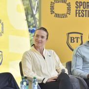 Gael Monfils și Elina Svitolina pe scena de la Sports Talks/Foto: Cristi Preda (GSP.ro)