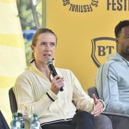 Gael Monfils și Elina Svitolina pe scena de la Sports Talks/Foto: Cristi Preda (GSP.ro)