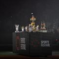 Toate trofeele Simonei Halep sunt la centrul terenului din BTarena/Foto: Cristi Preda (GSP.ro)