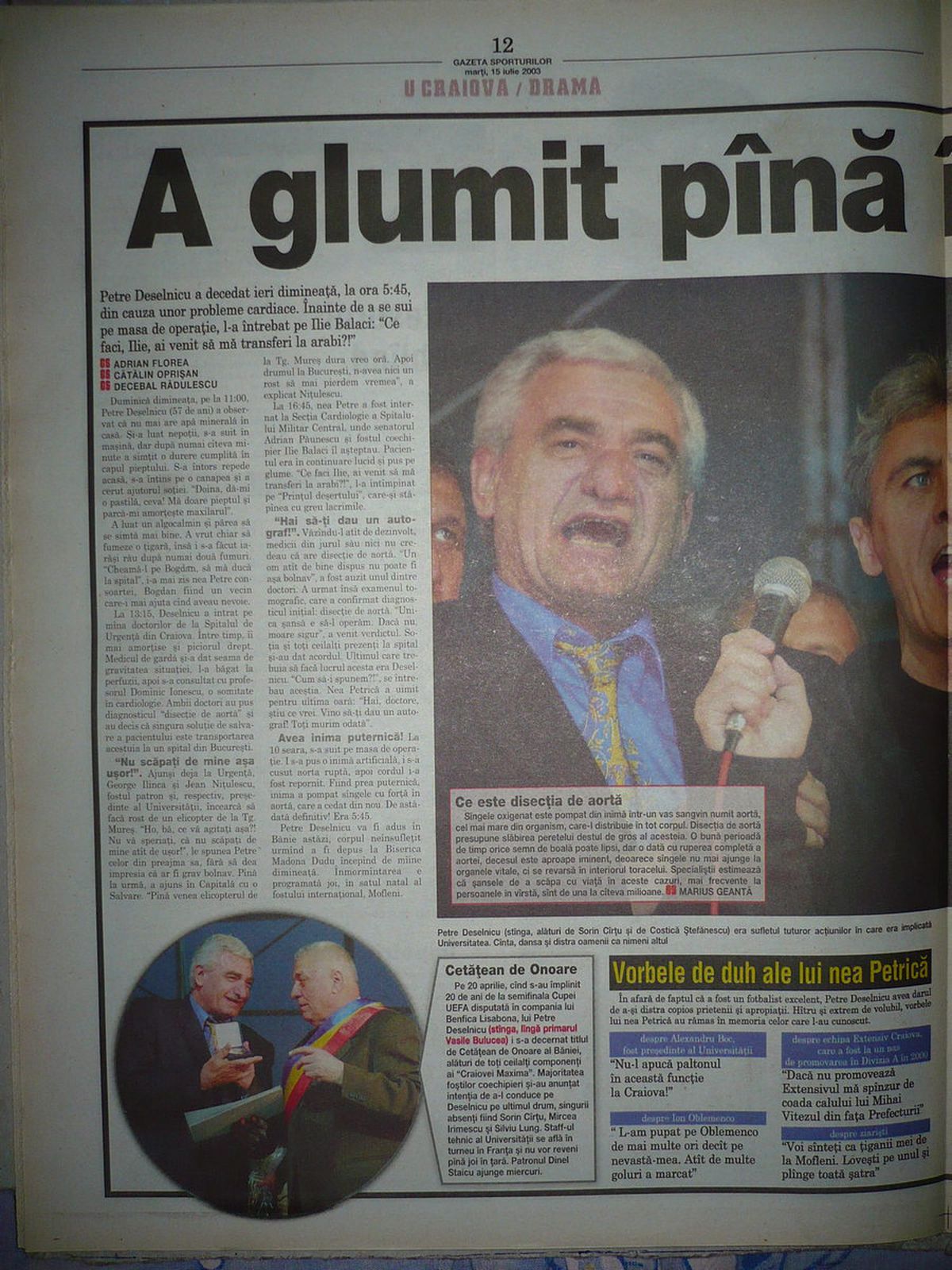 RETRO GSP. 17 ani de la moartea prematură a lui Deselnicu. Stranie coincidență: cei mai iubiți oameni ai Craiovei au murit de inimă