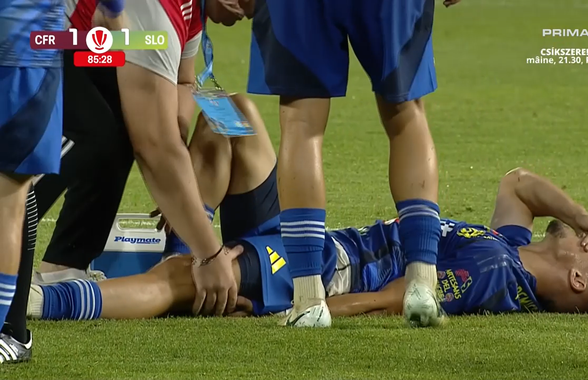 Jucătorul dorit de Gigi Becali, accidentare gravă în CFR - Slobozia! A părăsit terenul în urlete și a fost dus de urgență la spital