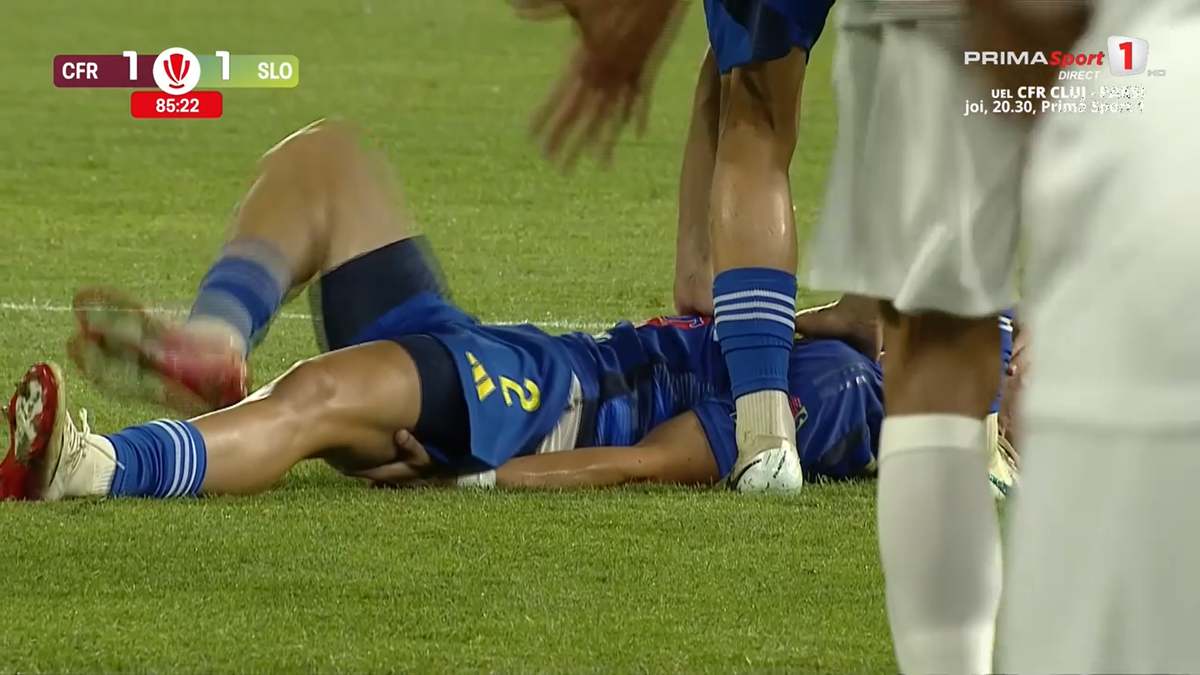 Vești despre Andrei Dorobanțu după accidentarea din meciul cu CFR Cluj: „Poate călca în pământ”