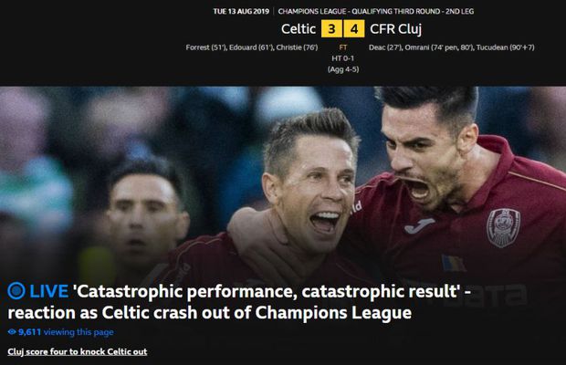 CELTIC - CFR CLUJ 3-4 // „CATASTROFAL!” » Jurnaliștii britanici uluiți de eliminarea lui Celtic din Liga Campionilor