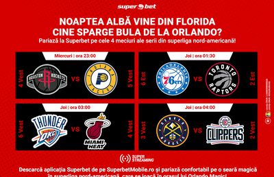 E spectacol sub panou! Granzii din NBA se pregătesc de play-off, dar locul contează enorm! Pariază la Superbet pe meciurile din această noapte!