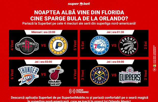 E spectacol sub panou! Granzii din NBA se pregătesc de play-off, dar locul contează enorm! Pariază la Superbet pe meciurile din această noapte!