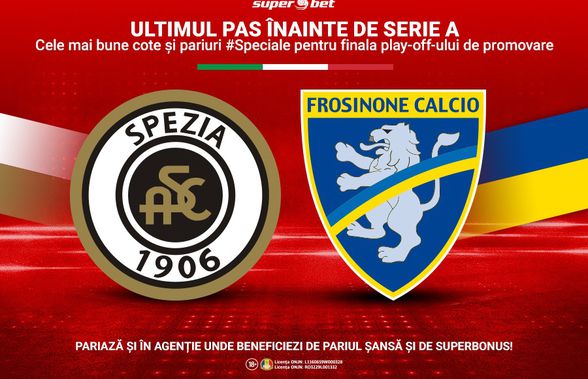 Ultimul pas înainte de Serie A. Spezia și Frosinone joacă finala pentru promovare, iar Superbet ți-a pregătit cea mai bună ofertă