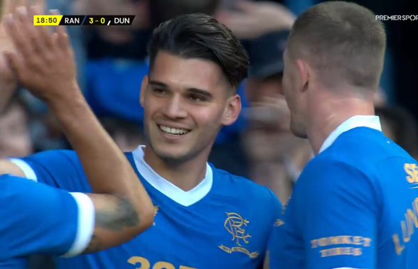 Rangers - Dunfermline 5-0 » Ianis Hagi, gol și pasă de gol în Cupa Ligii Scoției!