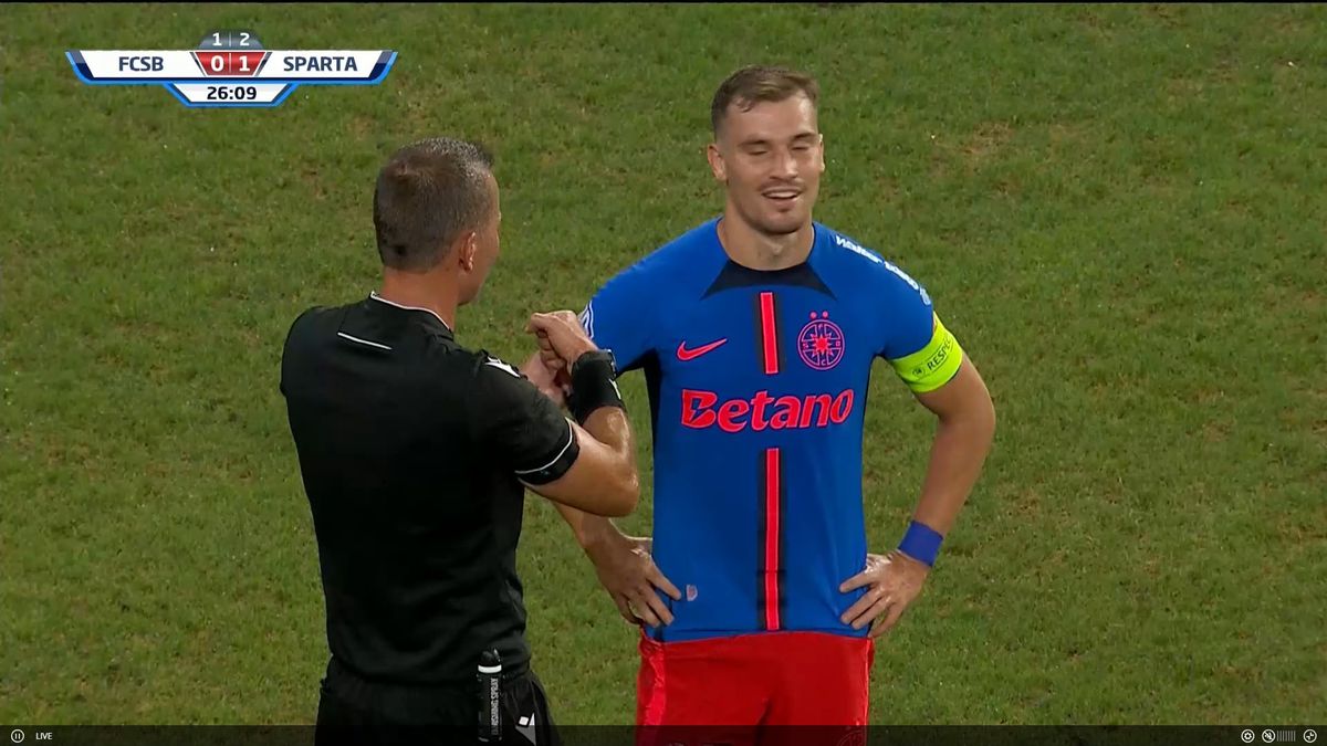 „Centralul” danez a încins spiritele în prima repriză » Reacția lui MM Stoica, imediat după deciziile conaționalului antrenorului Spartei