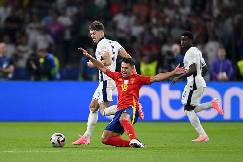 Martin Zubimendi, numărul 18, în finala Euro 2024, Spania - Anglia / Foto: GettyImages