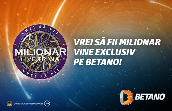 VREI SĂ FII MILIONAR se întoarce pe Betano cu 6 ediții săptămânale și premii totale de 1.000.000 lei!