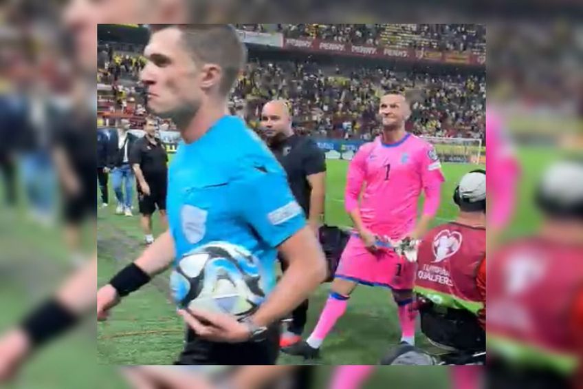 România a învins Kosovo, scor 2-0, în runda a 6-a a preliminariilor Euro 2024. La finalul meciului, Samir Ujkani, 34 de ani, ar fi făcut semne obscene adresate fanilor noștri / foto: digisport.ro