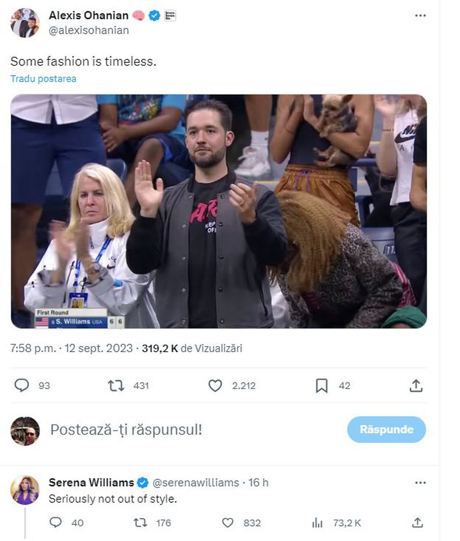 Serena Williams și soțul Alexis Ohanian, dezlănțuiți în ironii la adresa Simonei Halep! Au inclus-o și pe Sharapova în discuție: „Îți stă bine”