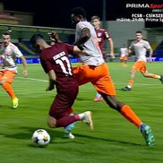 Korenica, lovit peste picior de același Camara în Metaloglobus - CFR / FOTO: Captură @Prima Sport 1