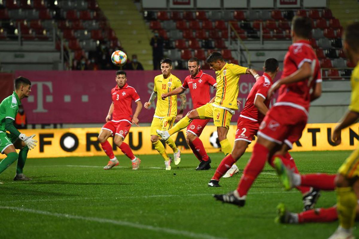 ROMÂNIA U21 - MALTA U21 4-1. Fără emoții! România zdrobește Malta, deși a jucat o oră în inferioritate