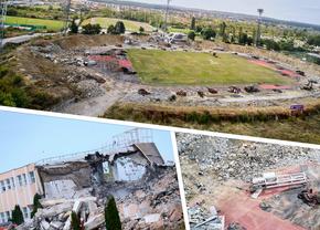 Vizită pe șantierul viitoarei arene de 100 de milioane de euro de la Pitești » Tribunele au fost demolate, urmează să fie pusă la pământ „oficiala”