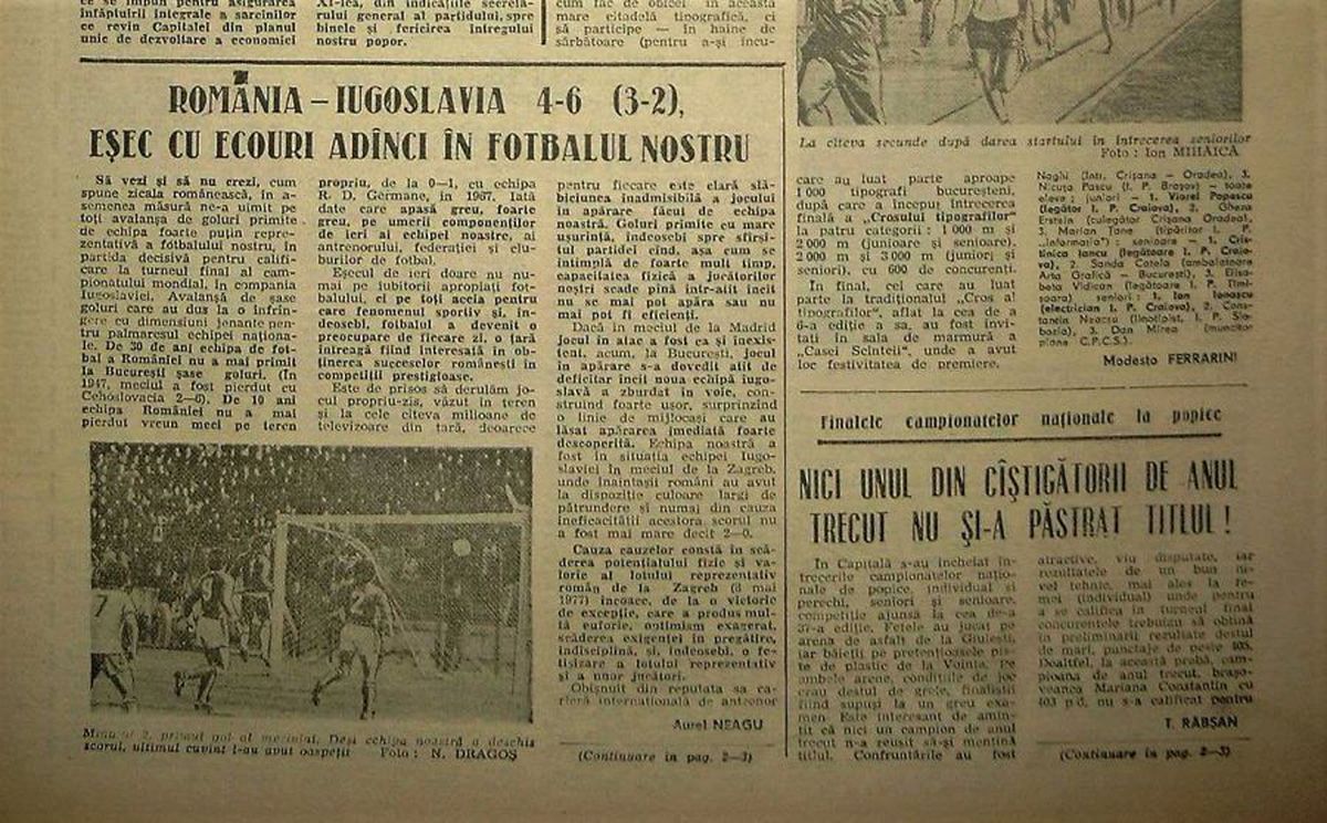 RETRO GSP. România - Iugoslavia 4-6 (1977)