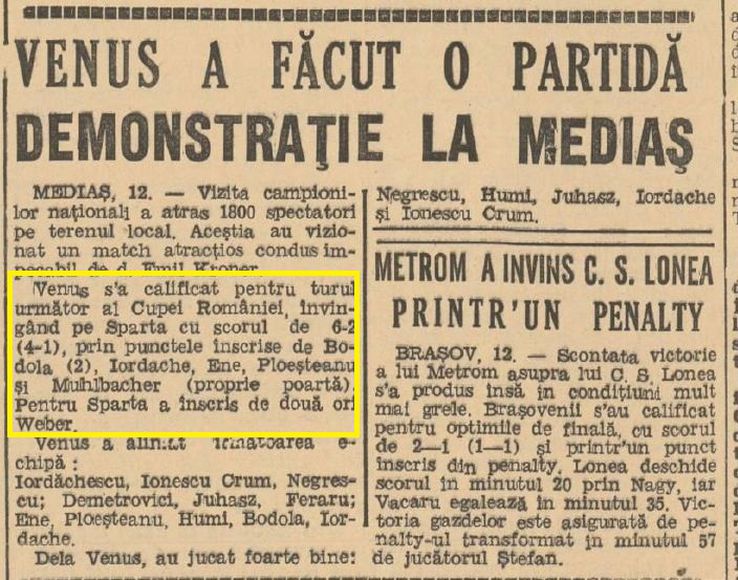 Wilhelm Mulbacher și-a dat un autogol într-un meci de Cupa României cu Venus București