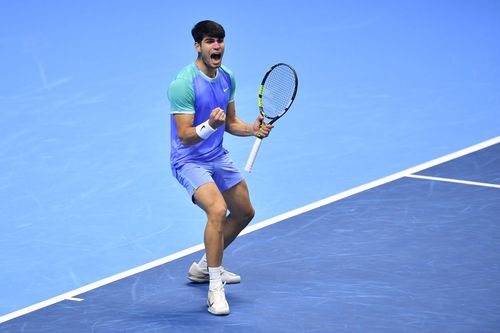 Carlos Alcaraz, victorie în fața lui Andrey Rublev la ATP Finals/Foto: Getty Images