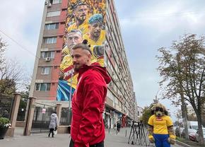 Pictura imensă cu cei 3 „tricolori” a fost dezvăluită pe un bloc din Sectorul 2 » Reacția lui Radu Drăgușin, venit la fața locului