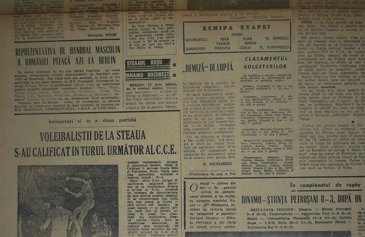 RETRO GSP. 50 de ani de la singurul meci în care Cornel Dinu a fost rezervă la Dinamo