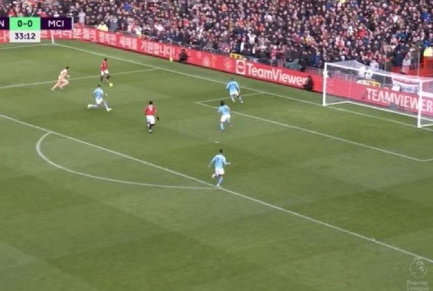 Marcus Rahsford, atacantul lui Manchester United, a ratat o ocazie uriașă în derby-ul cu Manchester City/ captură Twitter