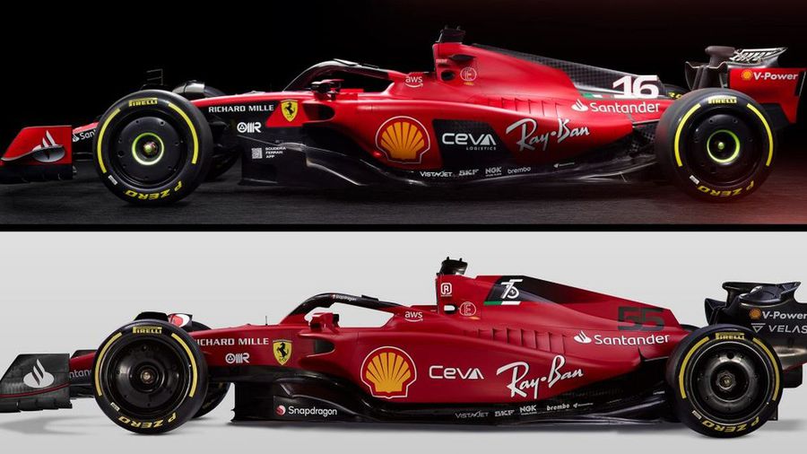 Sus, SF-23, noul monopost Ferrari. Jos, F1-75, monopostul din 2022 // sursă foto: Formula1.com SF-23, impresionantul monopost cu care Ferrari vrea să oprească seceta de 15 ani din Formula 1: „O versiune extremă”