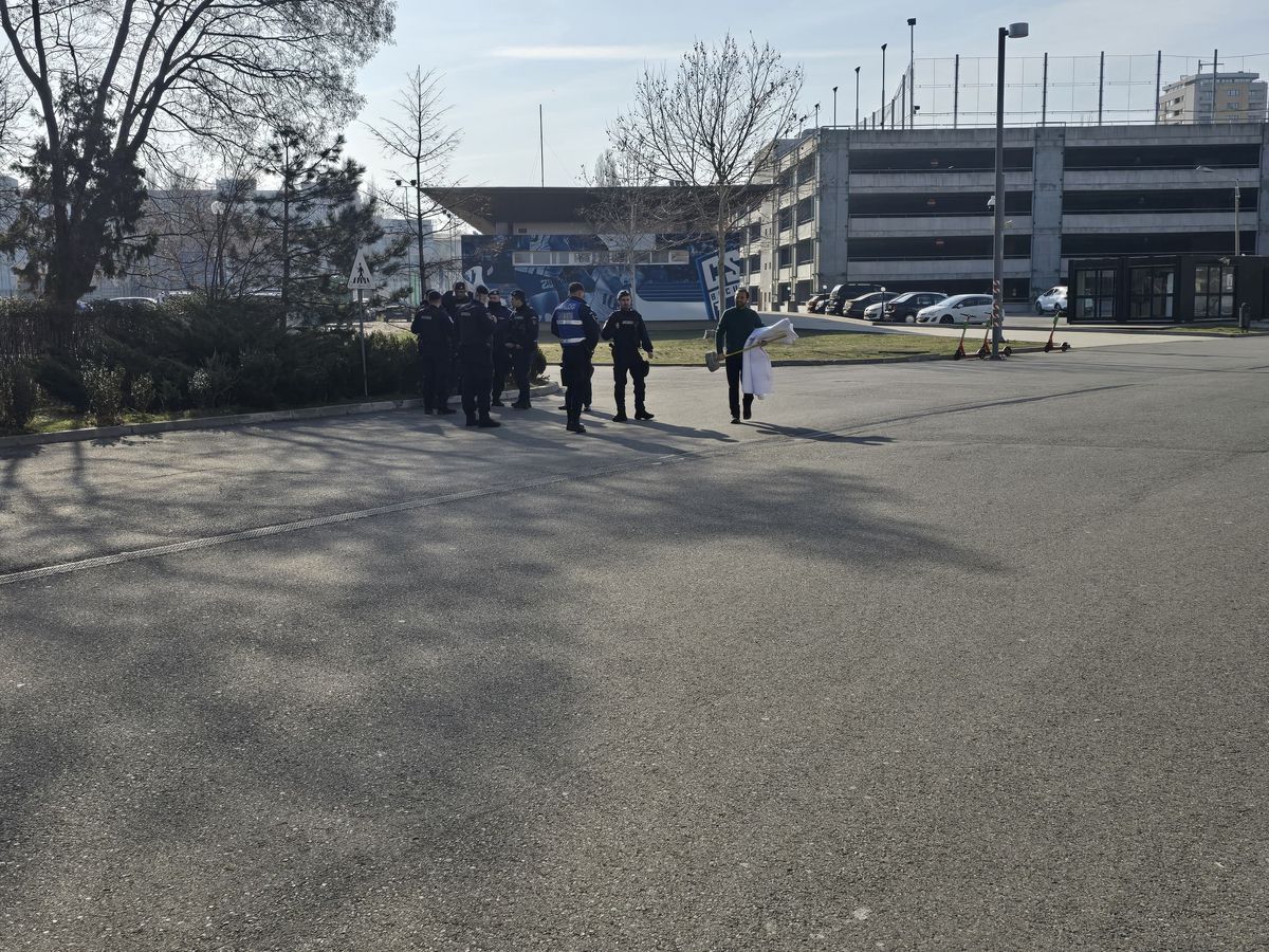 Un protestatar și două mașini de jandarmi la sediul Federației „Sunt aici ca să nu regret că n-am făcut nimic!”