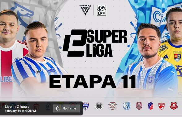 LIVE ORA 16:00 eSuperliga – etapa a 11-a: Rămâne Universitatea Craiova neînvinsă în campionatul virtual?