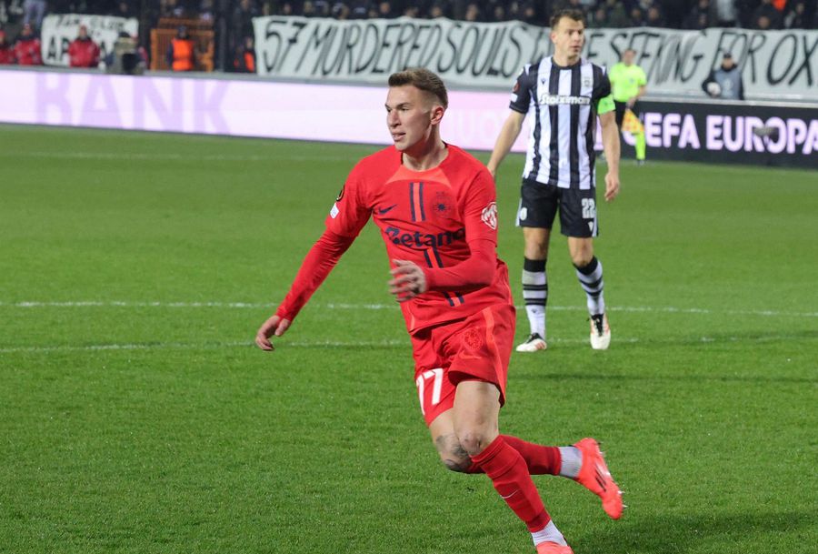 Andrei Gheorghiță a avut un debut fantastic în Europa League, în meciul PAOK - FCSB 1-2. Foto: Ionuț Iordache, GSP Gigi Becali pregătește o surpriză la FCSB - CFR Cluj » Jucătorul „dispărut” ar urma să fie titular