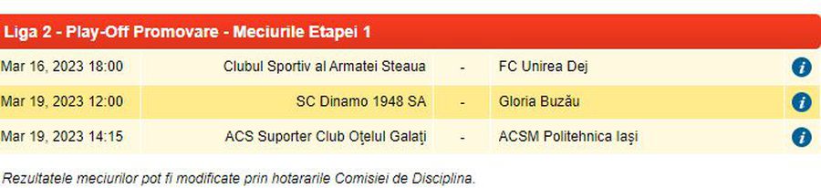 Dinamo - Gloria Buzău, mutat după schimbarea programului din Liga 1 » Când se joacă duelul din play-off-ul Ligii 2