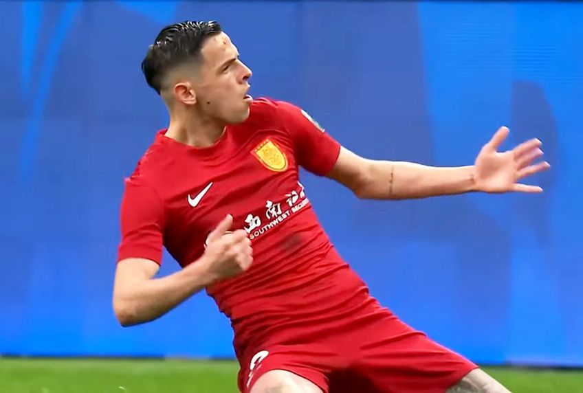 Alexandru Cîmpanu, sărbătorind primul lui gol în China