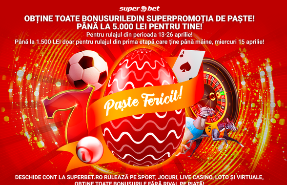 Superpromoția de Paște îți aduce la superbet.ro până la 5.000 lei bonusuri!