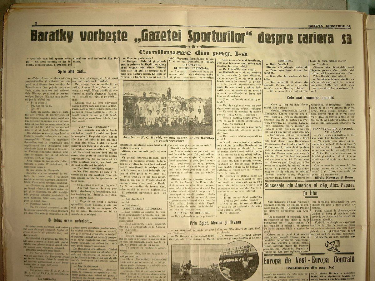 La 60 de ani de la moartea prematură a lui Baratky, Gazeta publică un interviu-mărturie senzațional cu „Minunea blondă” » Cum a ratat transferul în Ligue 1