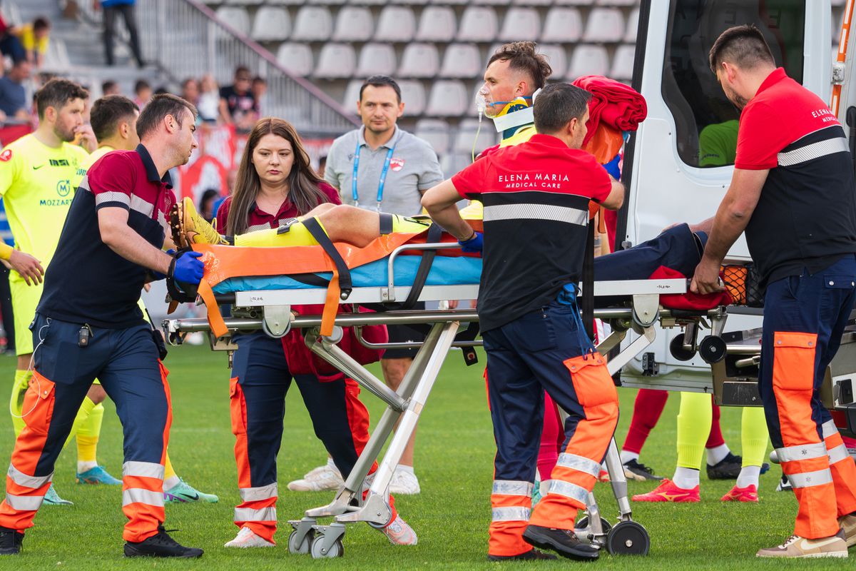 Luca Mihai, accidentare în Dinamo - Poli Iași 1-0