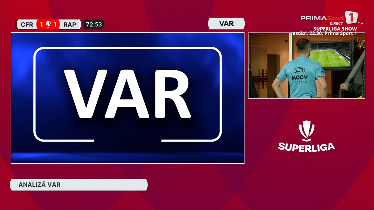 Fază controversată în CFR Cluj - Rapid » Arbitrul l-a eliminat pentru simulare în minutul 70, dar a schimbat decizia după VAR! Verdictul specialistului