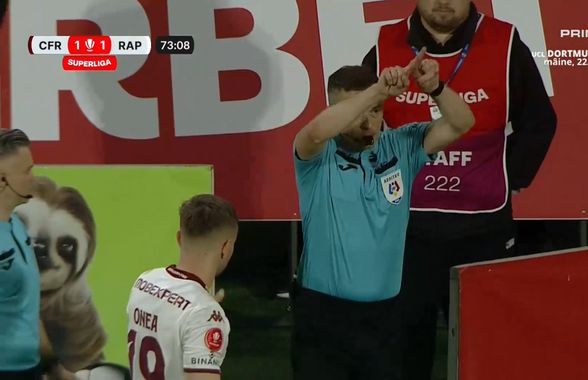 Fază controversată în CFR Cluj - Rapid » Arbitrul l-a eliminat pentru simulare în minutul 70, dar a schimbat decizia după VAR! Verdictul specialistului