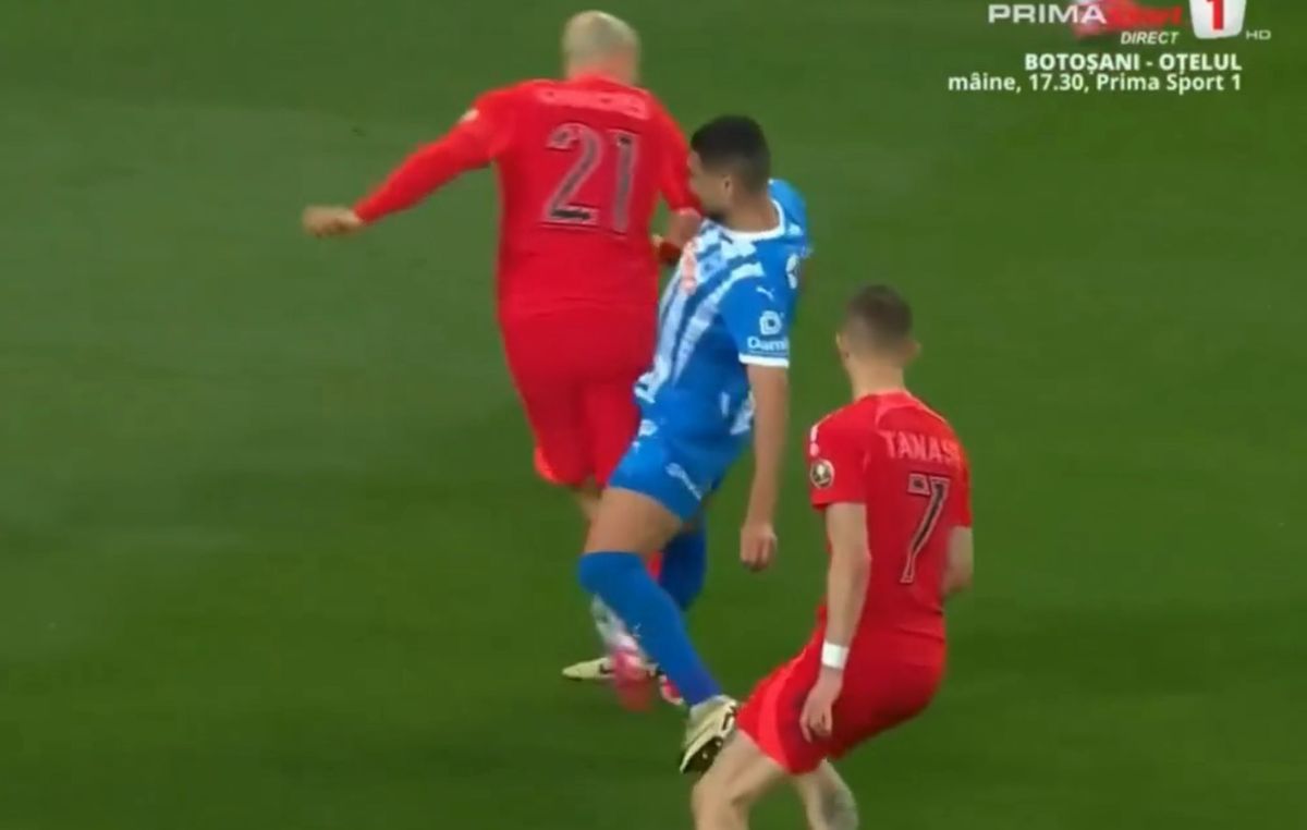 Faultul lui Vladimir Screciu asupra lui Vlad Chiricheș, în Craiova - FCSB 0-0
