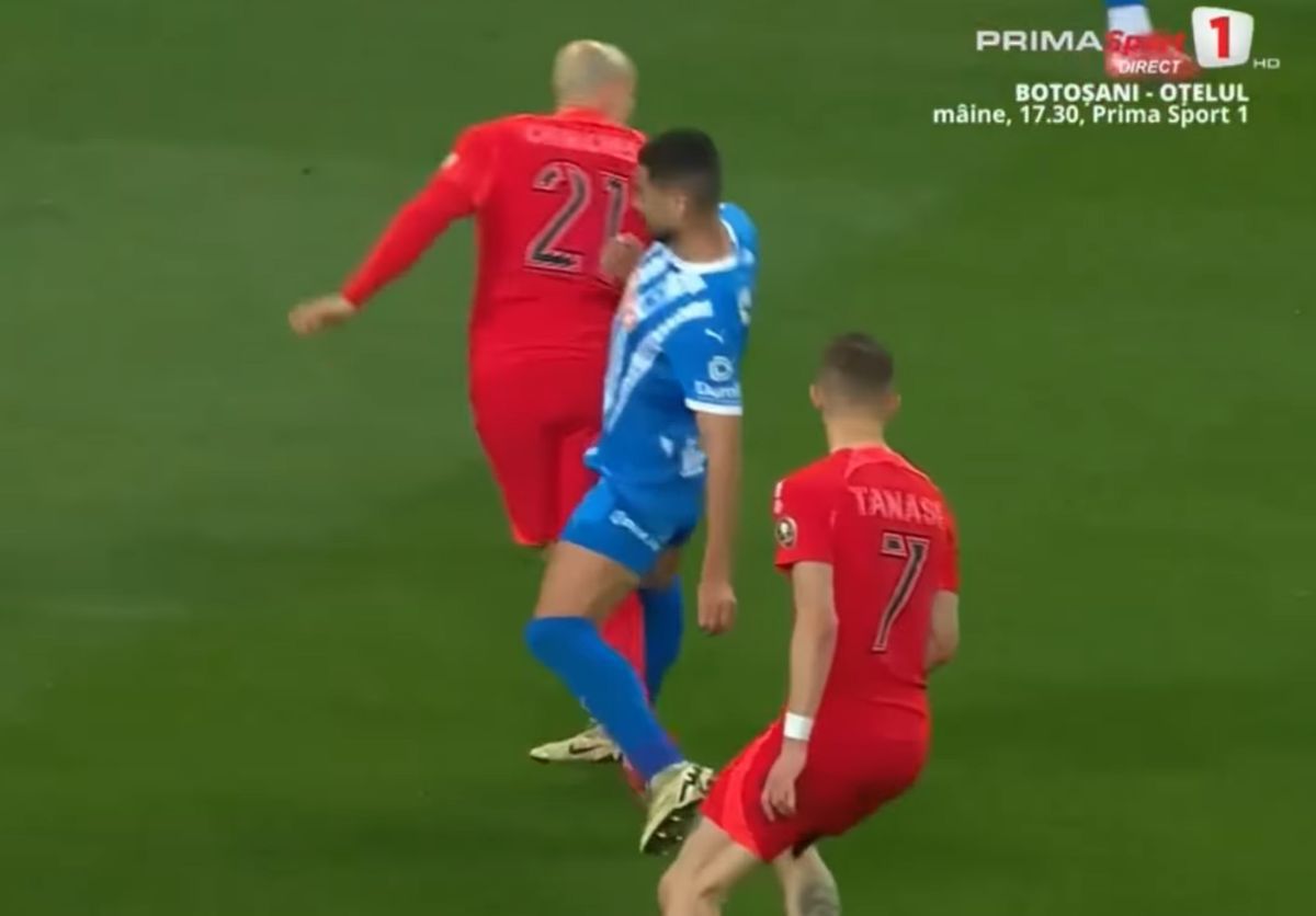 Faultul lui Vladimir Screciu asupra lui Vlad Chiricheș, în Craiova - FCSB 0-0