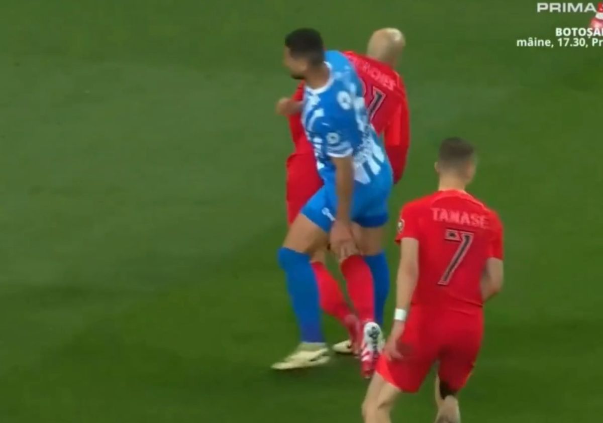 Faultul lui Vladimir Screciu asupra lui Vlad Chiricheș, în Craiova - FCSB 0-0