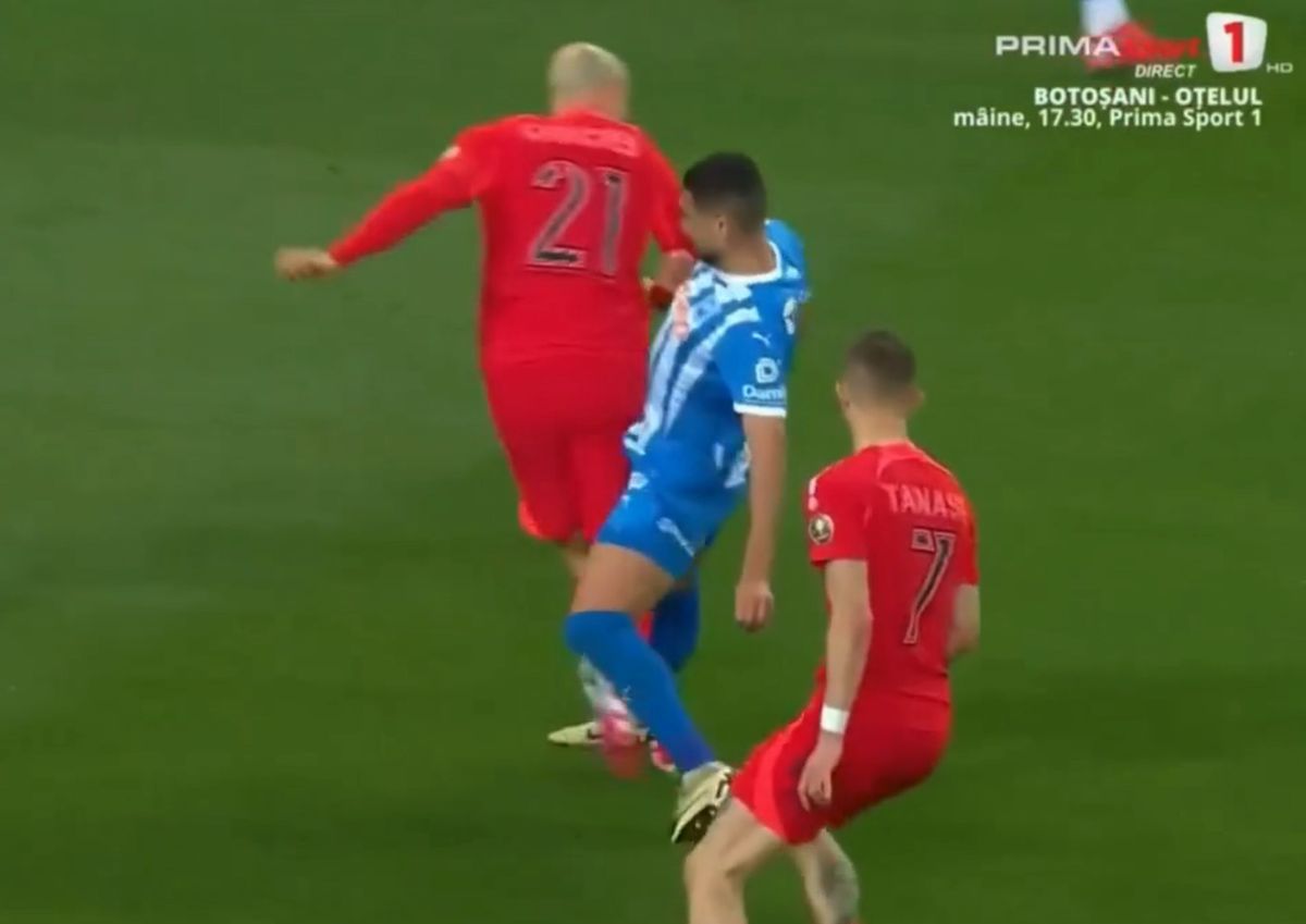 Faultul lui Vladimir Screciu asupra lui Vlad Chiricheș, în Craiova - FCSB 0-0