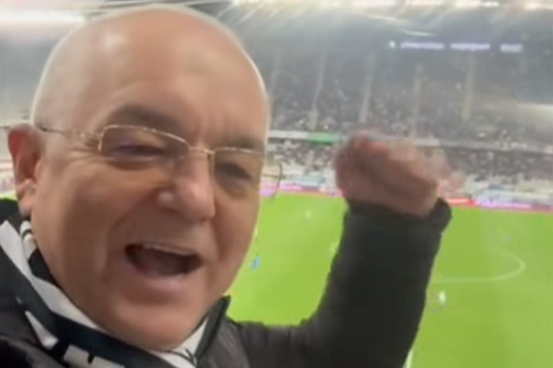 Emil Boc, în culmea fericirii pe Cluj Arena. Foto: captură Facebook