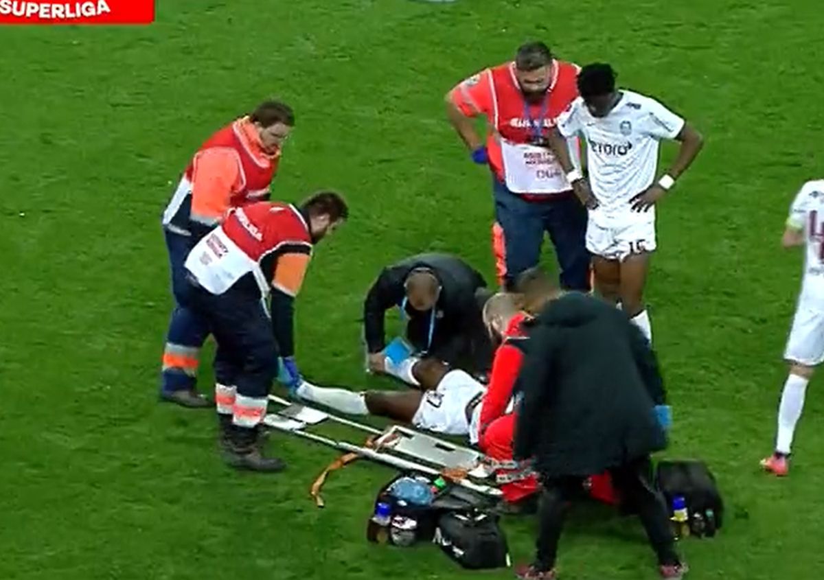 Accidentare Braun în FCSB - CFR Cluj / FOTO: Capturi TV @Digi Sport 1